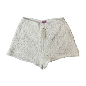 Francesca's Mi Ami Crochet Shorts M Ivory Boho Festival Coastal Grandma Crochet